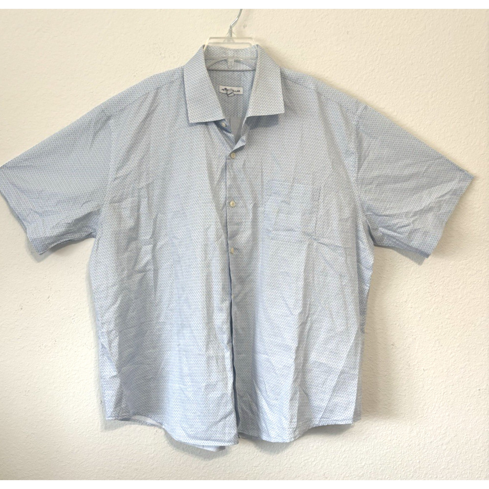 Peter Millar Button Up Shirt XXL Light Blue Microprint Golf‎ Casual Mens